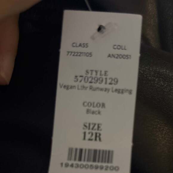 WHBM Vegan Leather Runway Legging Black 12R NWT - Picture 3 of 3